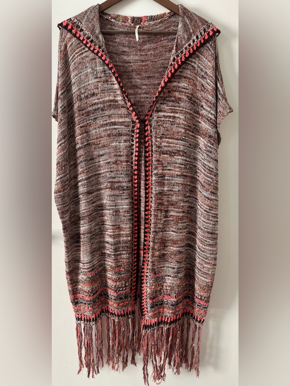 Free People Jungle Heat Hooded Fringe Cardigan Duster